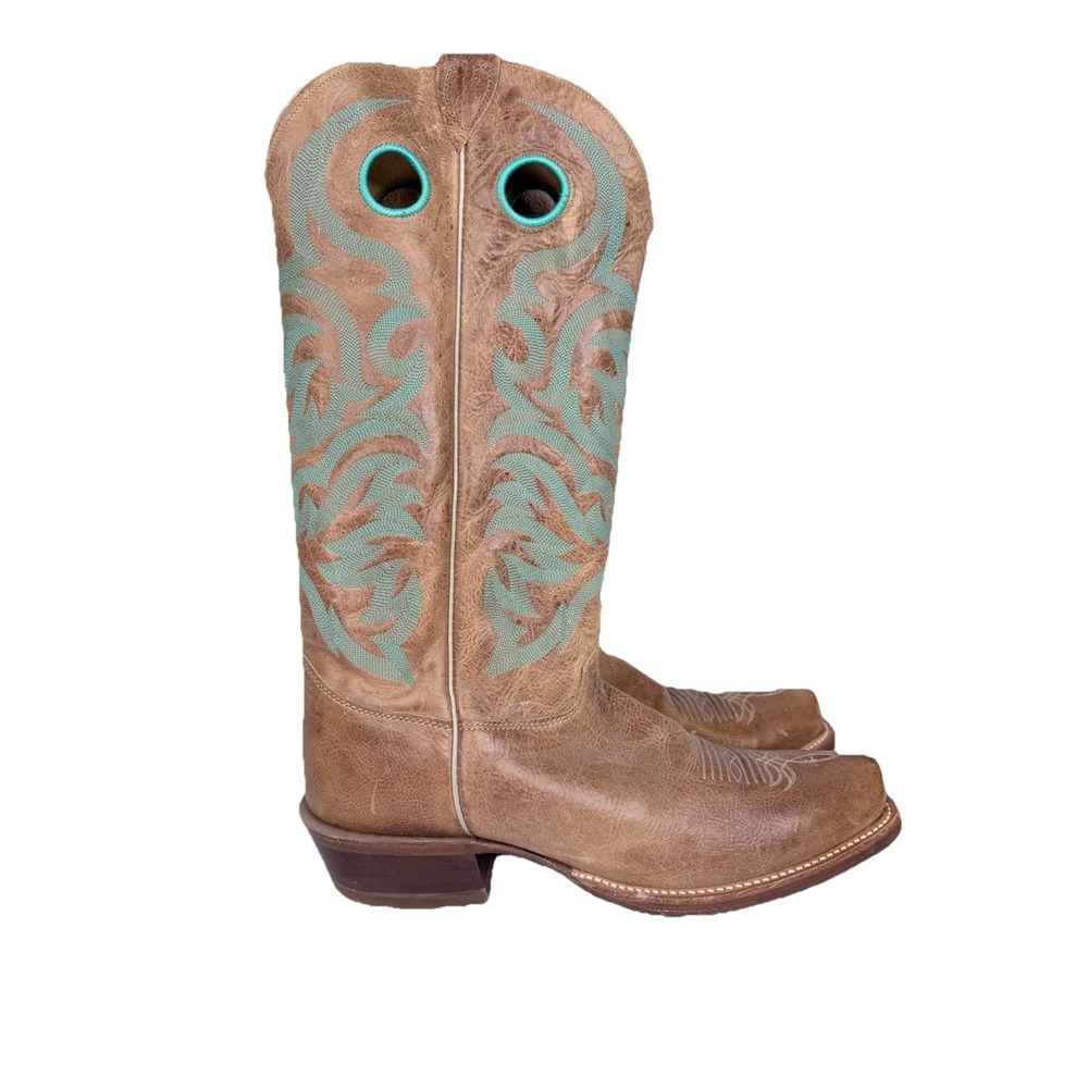 Justin Bent Rail Western Boots Mens 13 Tan Arizona Cow Top Punchy Square Toe